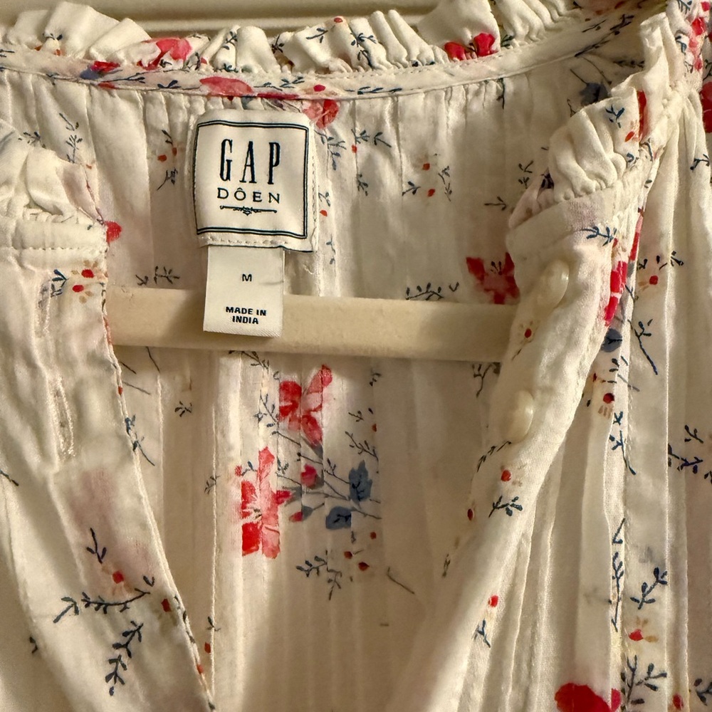 GAP X DOEN Floral Dress in White with Red and Blue Accents